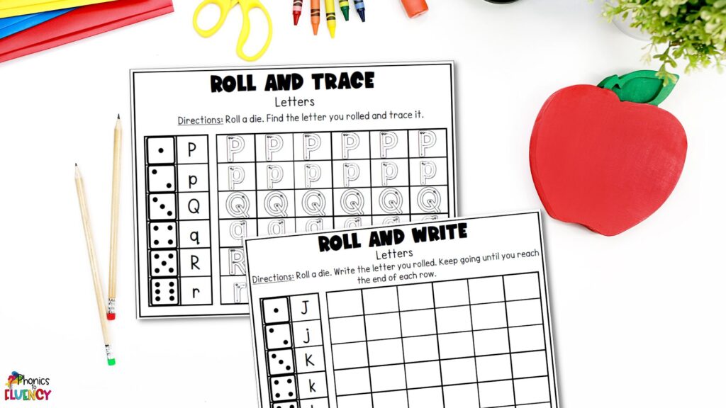 letter formation worksheets dice games