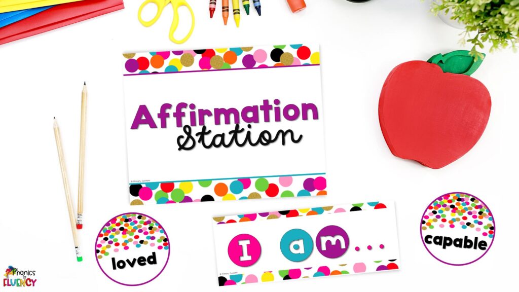 Positive affirmations mirror signs for classroom management strategies for Kindergarten