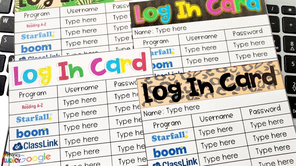 using password template cards