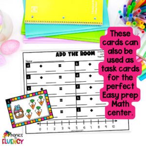 Addition Write the Room - Add the Room - Easter Math - Phonics to Fluency