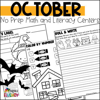 Halloween Math and Literacy No Prep October Morning Work
