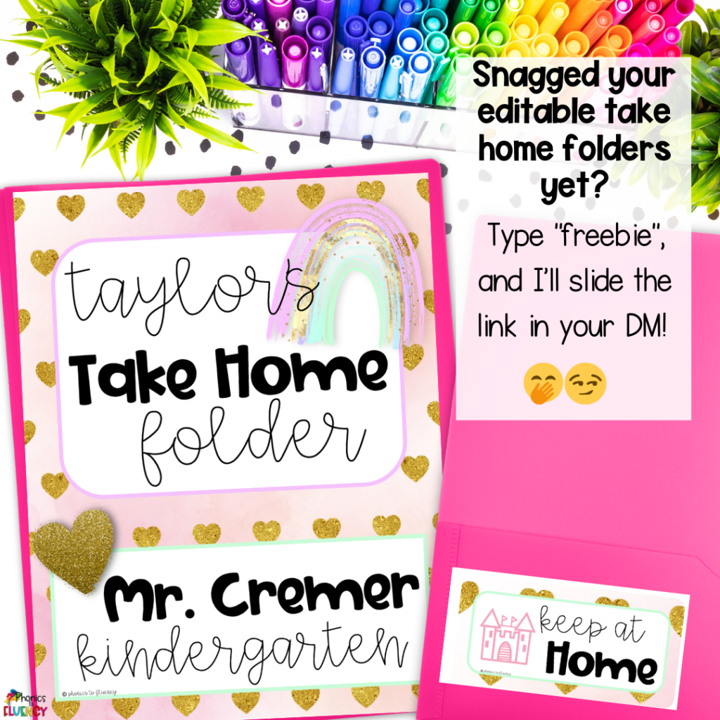 Editable Take Home Folder Covers and Take Home Folder Labels - Gold