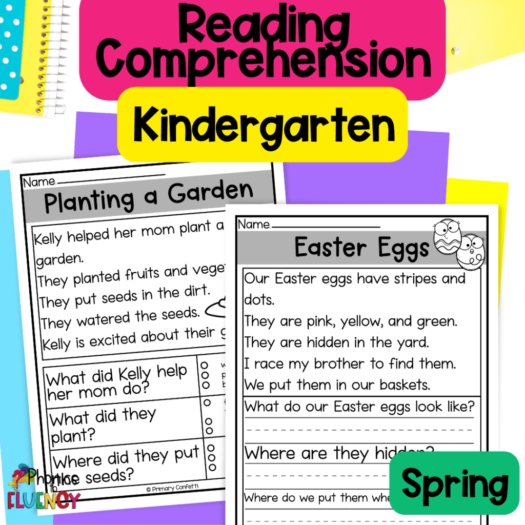 Spring Kindergarten reading comprehension passages