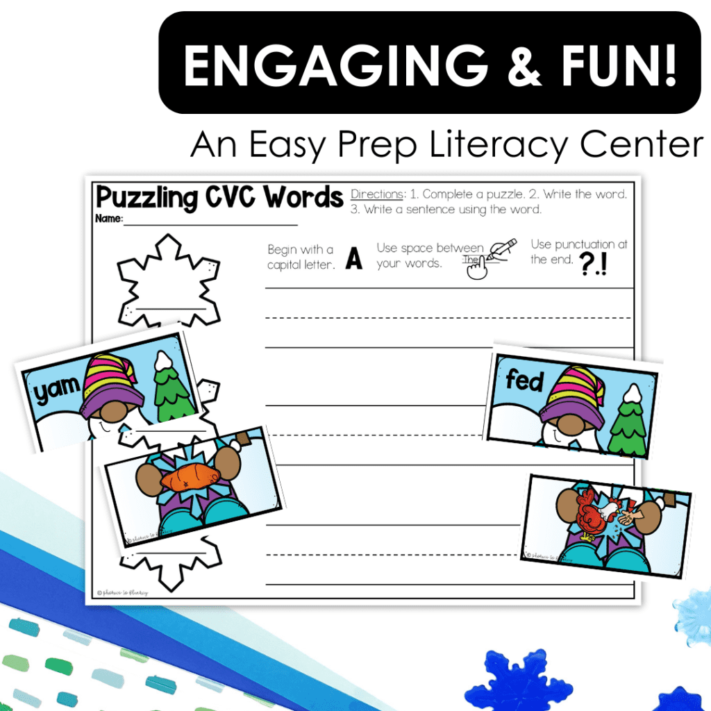 CVC Word Picture Match - Winter CVC Words - Phonics to Fluency