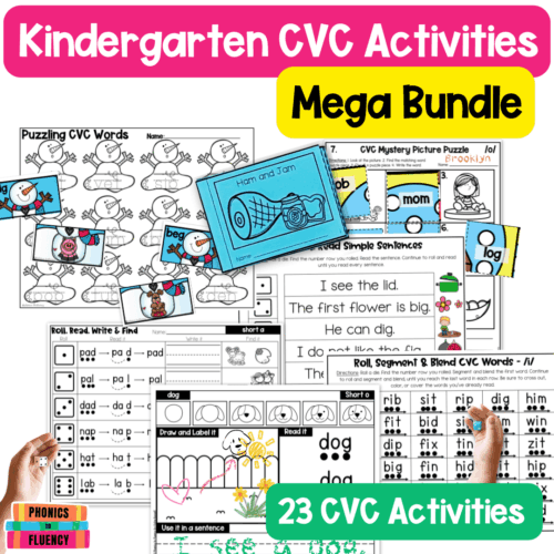 Kindergarten CVC Activities - CVC Word Practice - CVC Words Worksheets
