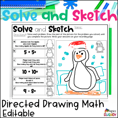 Winter Directed Drawing - Winter Math Center - Editable