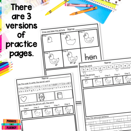 Directed Drawing and Writing Kindergarten CVC Word Practice Short E Worksheets - Image 2