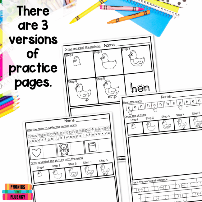 Directed Drawing and Writing Kindergarten CVC Word Practice Short E ...