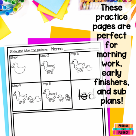 Directed Drawing and Writing Kindergarten CVC Word Practice Short E Worksheets - Image 3