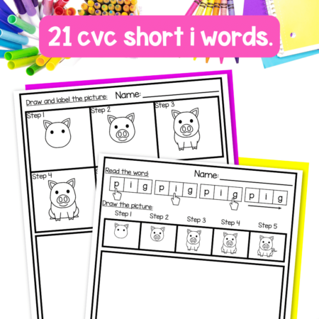 Directed Drawing and Writing Kindergarten CVC Word Practice Short I Worksheets - Image 4