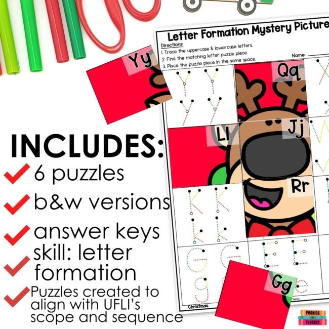 Christmas Kindergarten Writing Center Letter Formation Mystery Picture ...