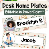 Editable Desk Plates with Photos - Desk Name Tags Kindergarten - Boho Name Tags