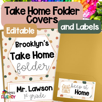 Boho Editable Take Home Folder Covers Keep At Home Return To School Labels