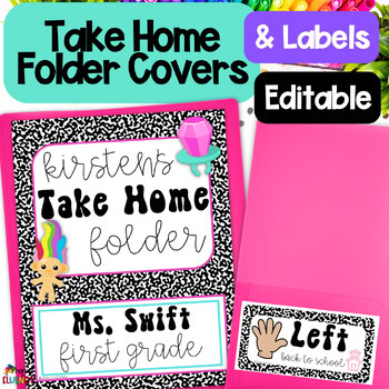 Composition Notebook 90's Classroom Decor Editable Take Home Folder Covers