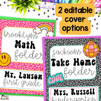 Composition Notebook 90's Classroom Decor Editable Take Home Folder Covers - Image 3