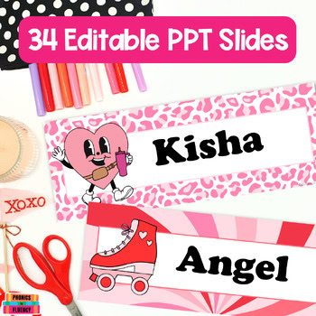 Desk Cubby Supply Name Tags Plates Labels Valentines Day Editable Kindergarten - Image 2
