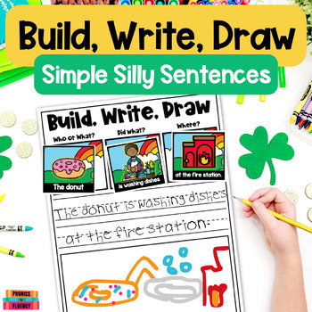 Simple Sentence Writing Kindergarten - St. Patrick's Day Silly Sentences