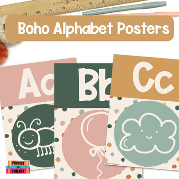Boho Calming Classroom Themes Decor Alphabet Posters