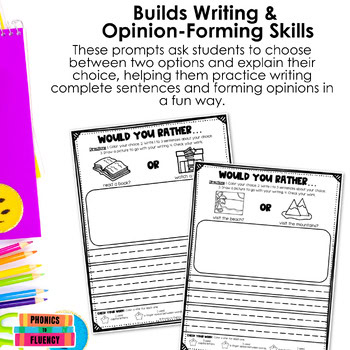Would You Rather Writing Prompts First Grade Opinion Writing 2nd Grade Year Long - Image 3
