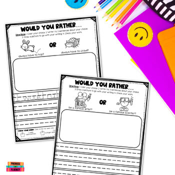 Would You Rather Writing Prompts First Grade Opinion Writing 2nd Grade Year Long - Image 4