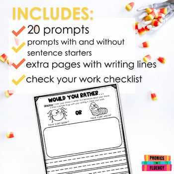Halloween Would You Rather Writing Prompts First Grade Opinion Writing 2nd Grade - Image 2