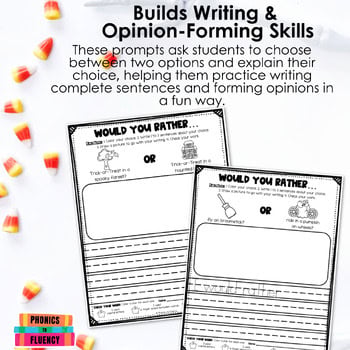 Halloween Would You Rather Writing Prompts First Grade Opinion Writing 2nd Grade - Image 3