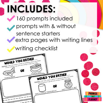 Would You Rather Writing Prompts First Grade Opinion Writing 2nd Grade Bundle - Image 2