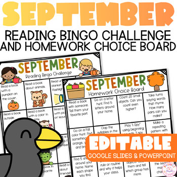 Kindergarten Reading Log with Parent Signature September Reading Log Bingo