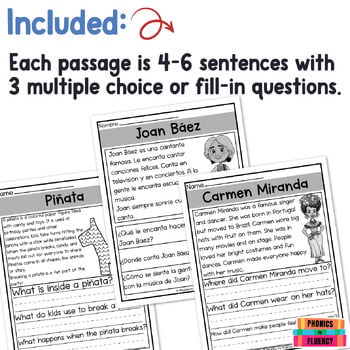 Hispanic Heritage Month Reading Comprehension Kindergarten First Grade 2nd Grade - Image 3