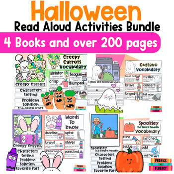 Halloween Read-Aloud Crafts Literacy Activities Bundle Kindergarten & 1st Grade