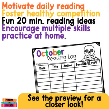 Kindergarten October Reading Log with Parent Signature Homework Choice Board - Image 4