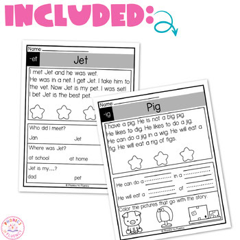Kindergarten Reading Comprehension CVC Decodable Passages with WH Questions - Image 2