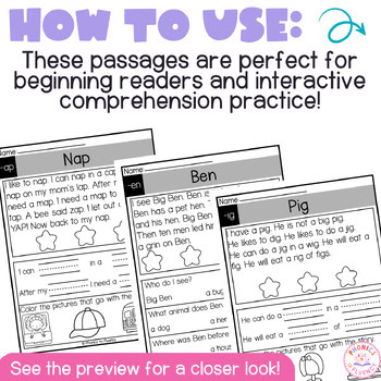 Kindergarten Reading Comprehension CVC Decodable Passages with WH Questions - Image 4