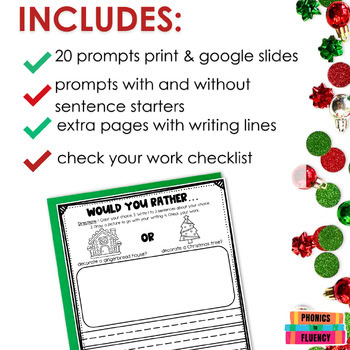Christmas Would You Rather Writing Prompts First Grade Google Slides - Image 2
