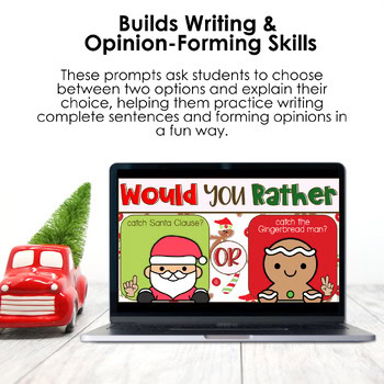 Christmas Would You Rather Writing Prompts First Grade Google Slides - Image 3