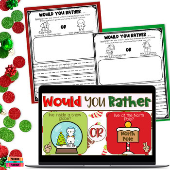 Christmas Would You Rather Writing Prompts First Grade Google Slides - Image 4
