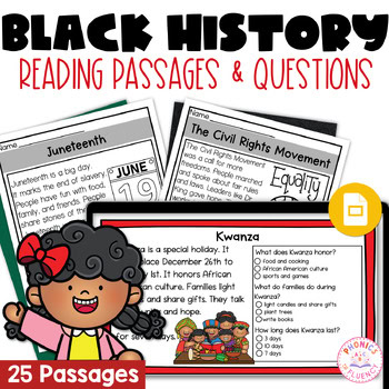 Black History Month Kindergarten Reading Comprehension Slides Coloring Pages