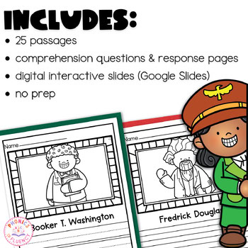 Black History Month Kindergarten Reading Comprehension Slides Coloring Pages - Image 2