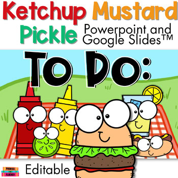 Ketchup Mustard Pickle Slides PowerPoint™ and Google Slides™ Kindergarten 1st