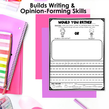 Valentines Day Would You Rather Writing Prompts Google Slides™ 1st Grade - Image 3