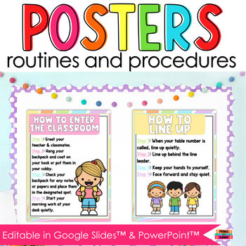 Classroom Procedures and Routines Posters Kindergarten Hand Signals Pastel