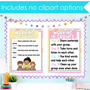 Classroom Procedures and Routines Posters Kindergarten Hand Signals Pastel - Image 2