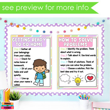 Classroom Procedures and Routines Posters Kindergarten Hand Signals Pastel - Image 4