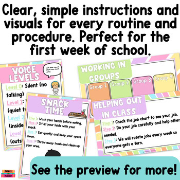 First Day of School Expectations Kindergarten Rules & Procedures Posters Slides - Image 4