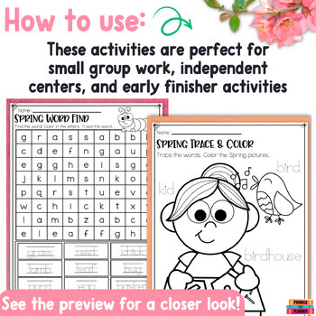 Early Finishers Spring Word Search April Fun Packet After Testing Activities K-1 - Image 4