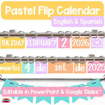 Pastel Classroom Decor Pastel Calendar Flip Calendar English & Spanish