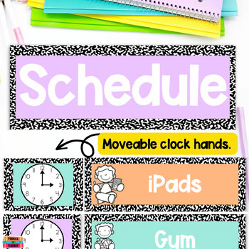 Composition Notebook Pastel Classroom Decor Daily Visual Schedule Editable - Image 2