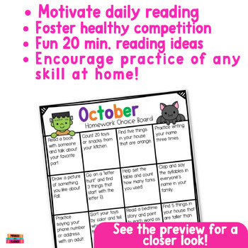 Kindergarten Reading Log Reading Challenge Bingo Homework Choice Menu K-1 - Image 4