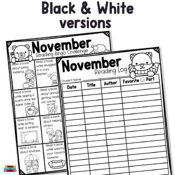 Kindergarten November Reading Log with Parent Signature Homework Choice Board - Image 3