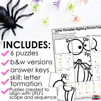 Halloween Kindergarten Writing Center Letter Tracing Mystery Picture Puzzles - Image 2